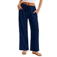 thumbnail image 6 of BUIGTTKLOP Wide Leg Pants for Women Flowy Palazzo Drawstring Elastic Waist Pant Summer Beach Trousers with Pockets, 6 of 6
