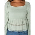 thumbnail image 5 of Celebrity Pink Women's Smocked Ruffle Long Sleeve Top, Sizes XS-XXXL, 5 of 5