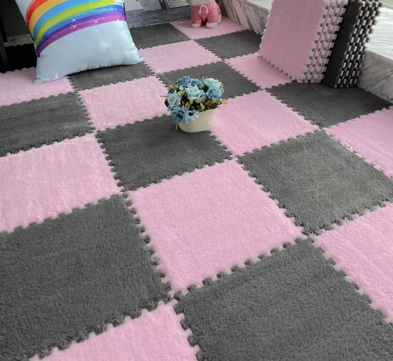 30*30CM Soft Plush Children Kids Rug Play Mat Puzzle Carpet Warm Playmat Interlocking Exercise Tiles Floor Carpet Decoration Mat