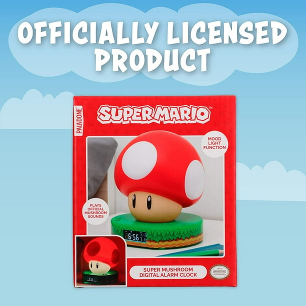 Super Mario Bros Mushroom Digital Alarm Clock with Power Up Sound