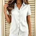 thumbnail image 5 of Women's Short Sleeve Button Down Shirt Casual Stretch Blouse with Collar, 5 of 6
