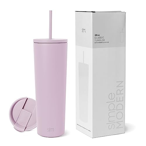 Vaso aislante moderno, sencillo, con tapa y pajita, 500 ml