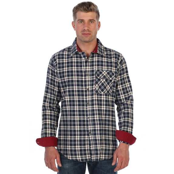Gioberti Men's 100% Cotton Brushed Flannel Plaid Checkered Shirt with Corduroy Contrast