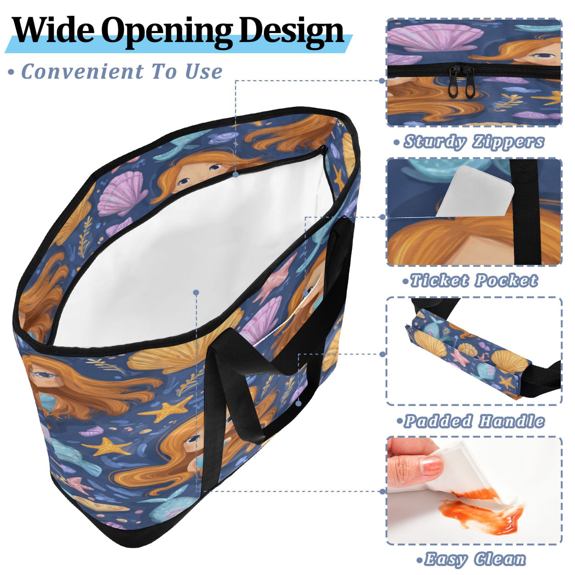 Extra-Large Wide Opening Design Capacity Hand-Held Ice Pack Thickened Insulation Layer For Long-Lasting Cold Retention For Outdoor Shopping Picnics And Camping Shell Girls