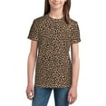 thumbnail image 3 of Wukai Brown Leopard Youth Unisex Short Sleeve T-Shirt for Boys, Girls, Teens, and Kids-X-Large, 3 of 7