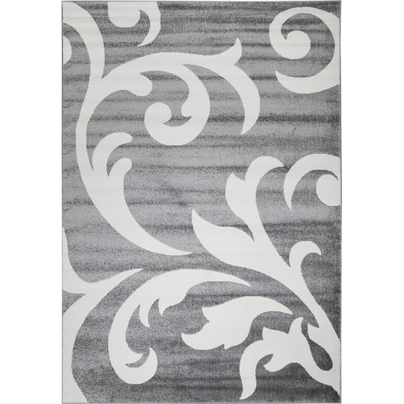 LaDole Rugs Tapis Gris Blanc à Motif Floral 2x5 3x10 4x5 6x8 7x10 8x11 9x12 Pieds Taille