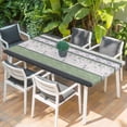 thumbnail image 2 of Green Stripes Abstract Table Cloths for 6 Foot Rectangle Tables, Geometric Spring Flowers Rustic Patio Waterproof Elastic Fitted Tablecloths, Washable Rectangular Table Cover for Camping, 2 of 8
