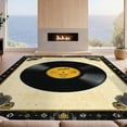thumbnail image 2 of Design&I 8'x10' Washable Area Rug Sleek Flatweave Pet Friendly Music Vinyl Cd Record Vintage Note Mosaic Retro Disc Center Soundwave for King Size Bedroom, Under Bed, 2 of 7