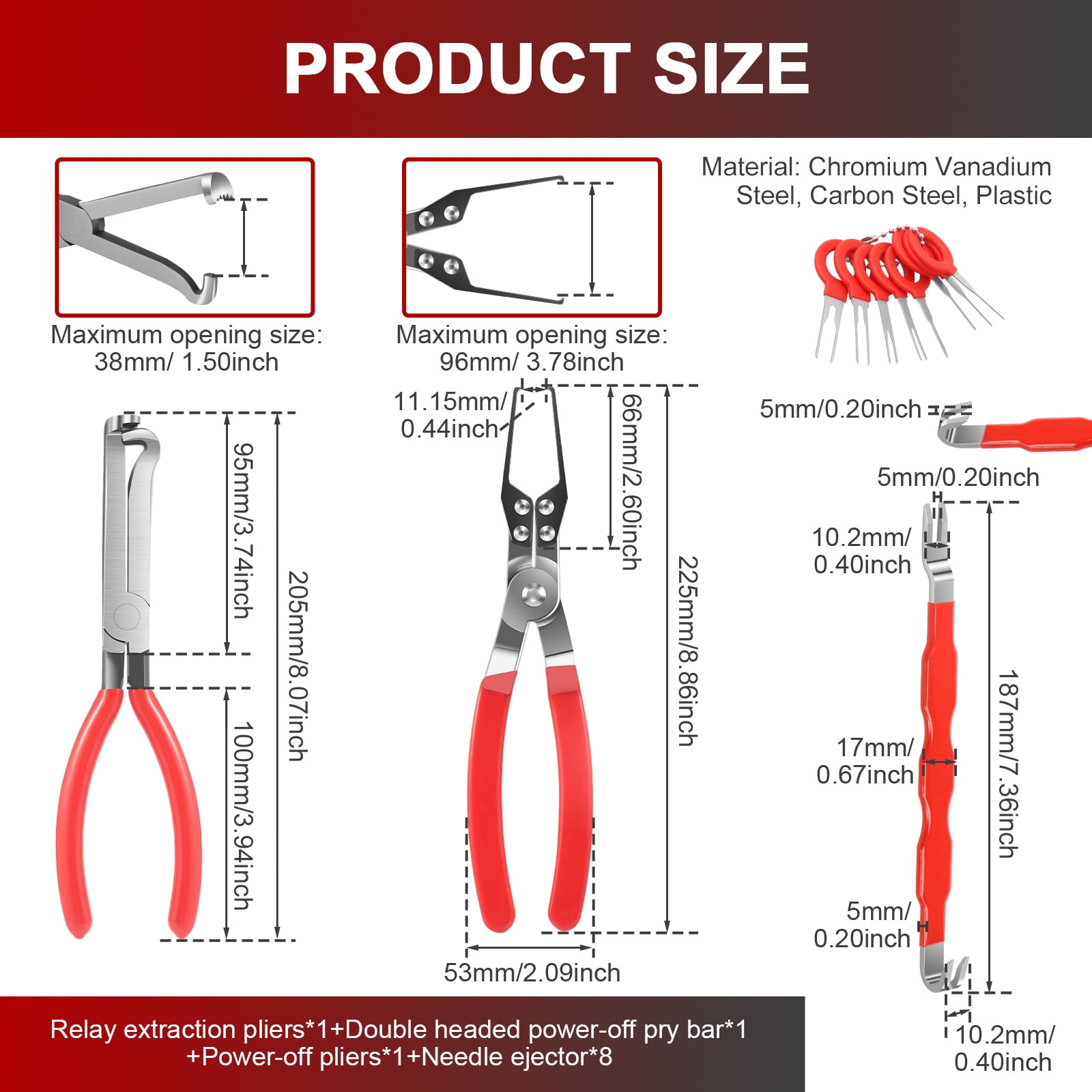 AEVXKHI Electrical Disconnect Pliers, Double Ended Electrical Connector Separator Tool, Relay Puller Pliers with 8PCS Terminal Removal Tool for Car