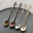 thumbnail image 2 of Vintage Flower Leaf Carved Coffee Spoon Teaspoon Zinc Alloy Crystal Head Stirring Spoons Dessert Ice Cream Scoop for Cafe Home Office Bar Gadgets-Table Decor Cutlery, 2 of 8