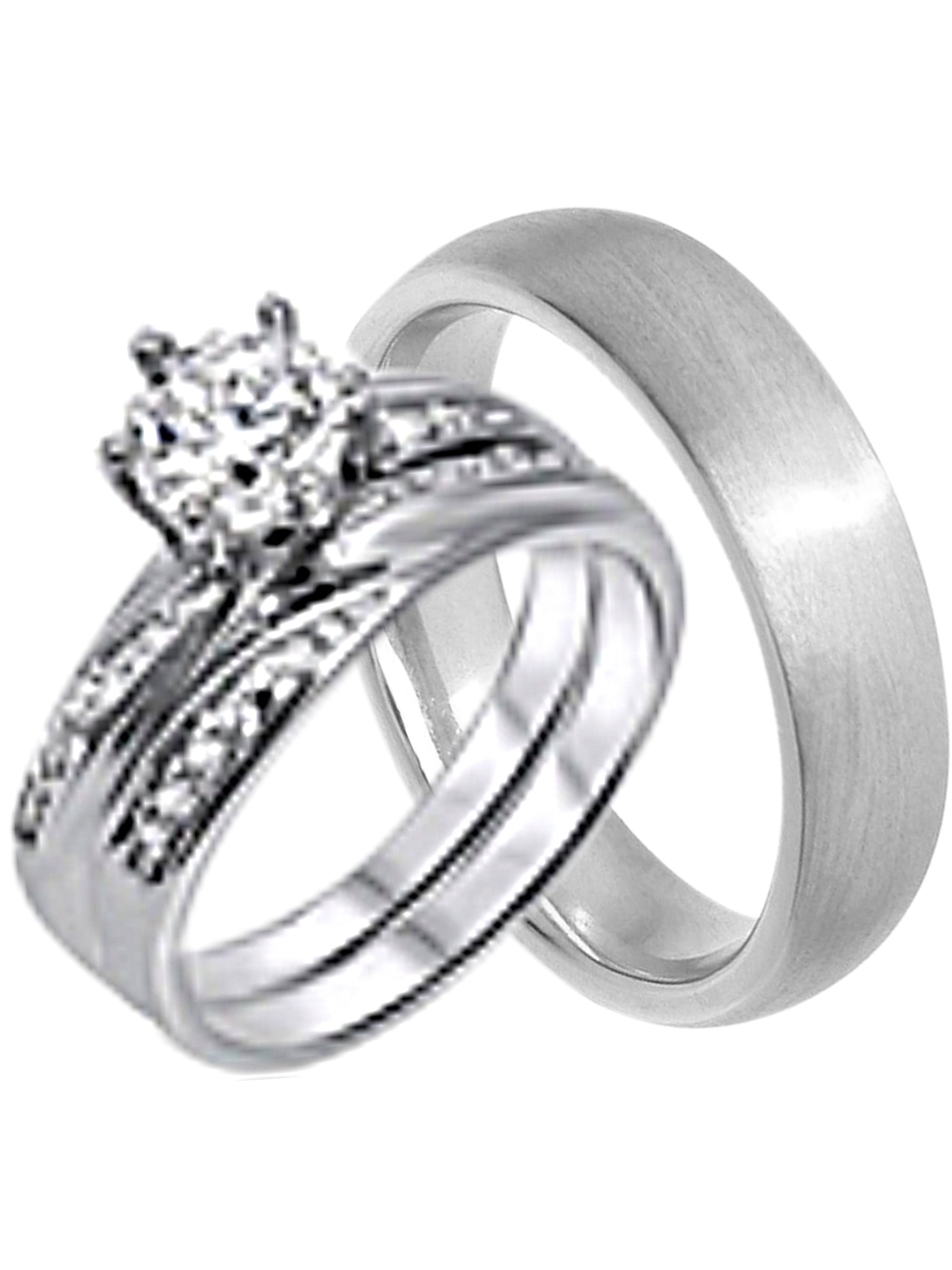 His and Hers Wedding Ring Set Cheap Wedding Bands for Him and Her - www.waldenwongart.com