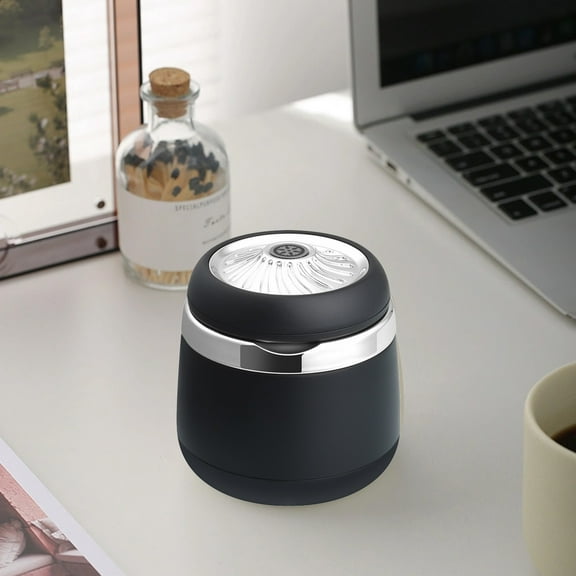 Tgbvmt Automotive Ceramic Ashtray with LED Light Waterproof Flame-Retardant Car Ashtray with Open Lid & Easy Removal for Car Home Use Convenient One-Hand Operation Keeps Car Clean Safe for Smokers