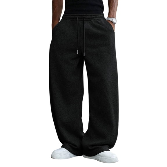 Resicozy Baggy Sweatpants Men Wide Leg Sweats Pants Drawstring Elastic Waist Loose Y2K Joggers with Pockets Black XL