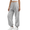 thumbnail image 5 of DYTTDG Women's High Waist Jogger Sweatpants, Solid Color Loose Casual Long Pants with Elastic Cuffs & Side Pockets for Loungewear, 5 of 7