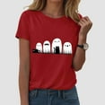 thumbnail image 2 of CAUYDY Fall Shirts for Women Letter Print Pumpkin Graphic Tops Teen Girl Thanksgiving Tee Halloween Party Shirts(Red,L), 2 of 5