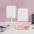 thumbnail image 2 of Large Desktop LED Vanity Mirror with Smart 3-Color Dimmable Lighting, One-Touch Operation & Rechargeable Design – Bright, Clear Makeup Mirror for Beauty Enthusiasts, Ideal Gift (Pink), 2 of 5