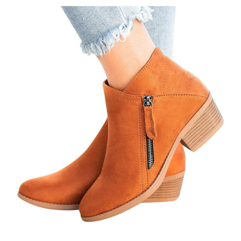 HSMQHJWE Women Boota Size 13 Womens Boots Women S Fashion Girls Solid Sewing Thick Zipper Ankle Short Boots Bootie Shoes Winter Boots For Women With