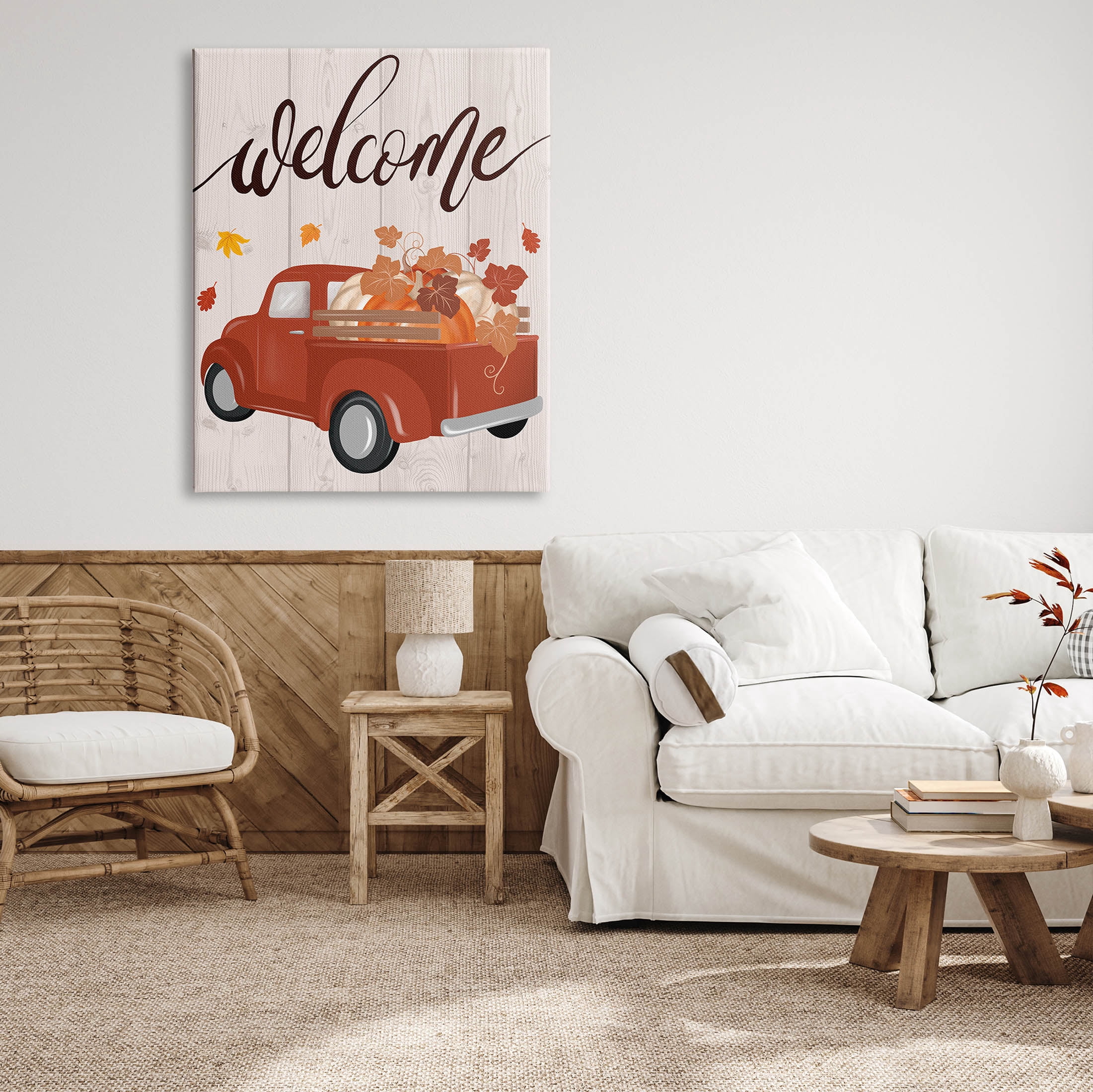 Stupell Industries Welcome Country Pumpkin Truck Graphic Art Gallery Wrapped Canvas Print Wall Art, Design by Jo Taylor