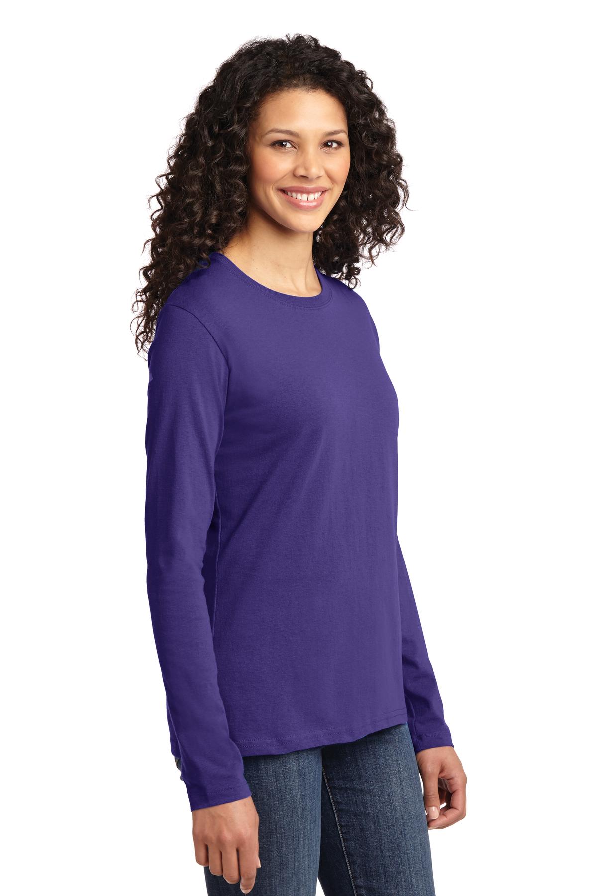 Port & Company Long Sleeve 54oz 100% Cotton TShirt (LPC54LS) Purple, XL - image 4 of 6