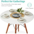 thumbnail image 4 of 35.5in Round Dining Table, Compact Mid-Century Modern Table for 2-4, Home, Kitchen, Apartment w/Beech Wood Legs, Metal Frame - White, 4 of 8