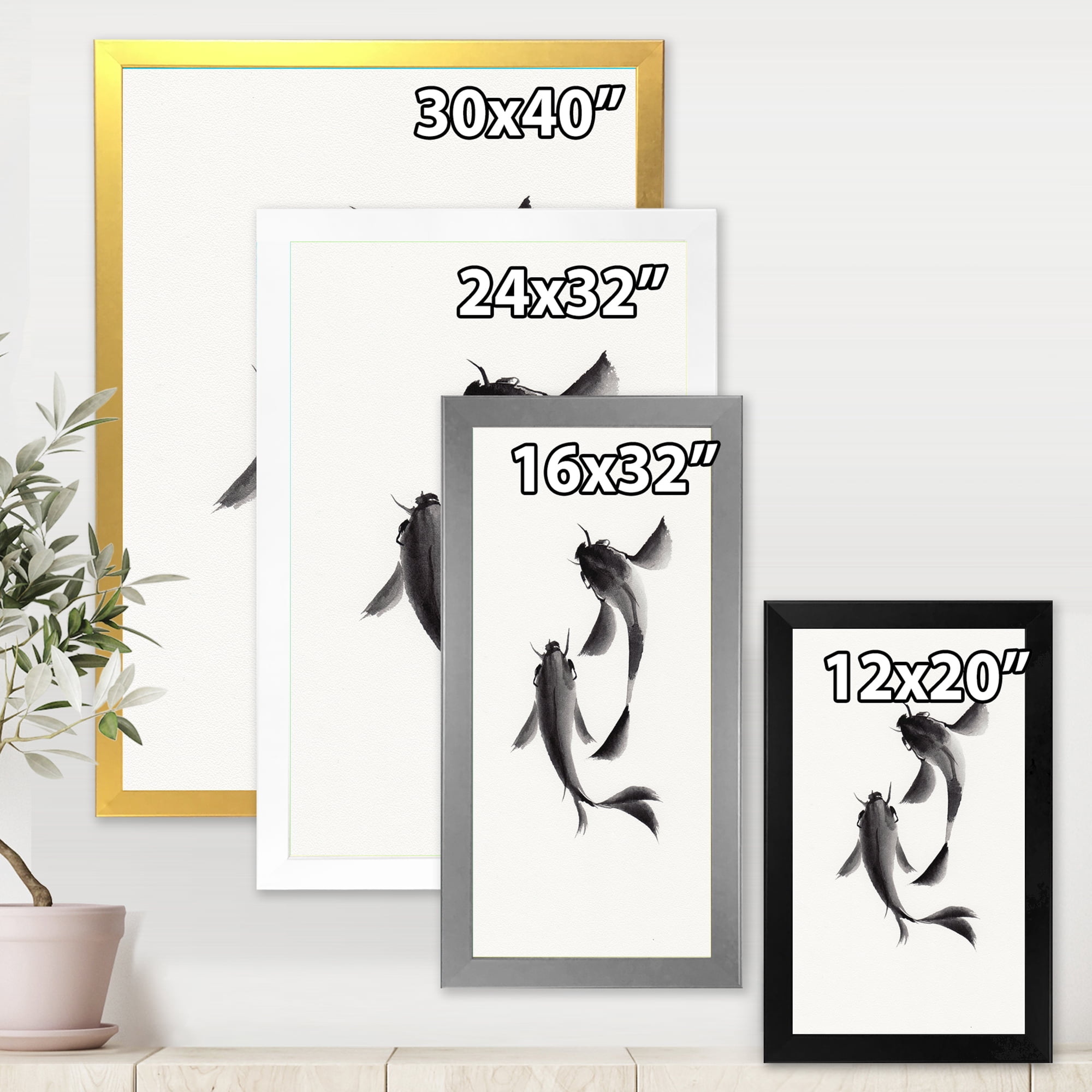 Designart 'Black and White Vintage Fish II' Nautical & Coastal Framed Art Print