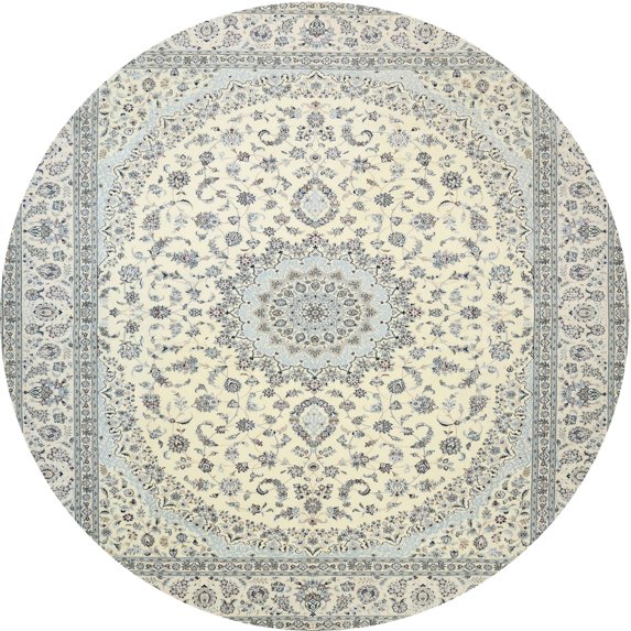 Ahgly Company Indoor Round Traditional Gunmetal Gray Medallion Area Rugs, 3' Round
