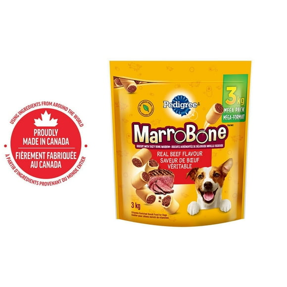 Gâteries pour chiens PEDIGREE MARROBONE saveur de bœuf véritable, sachet de 3 kg