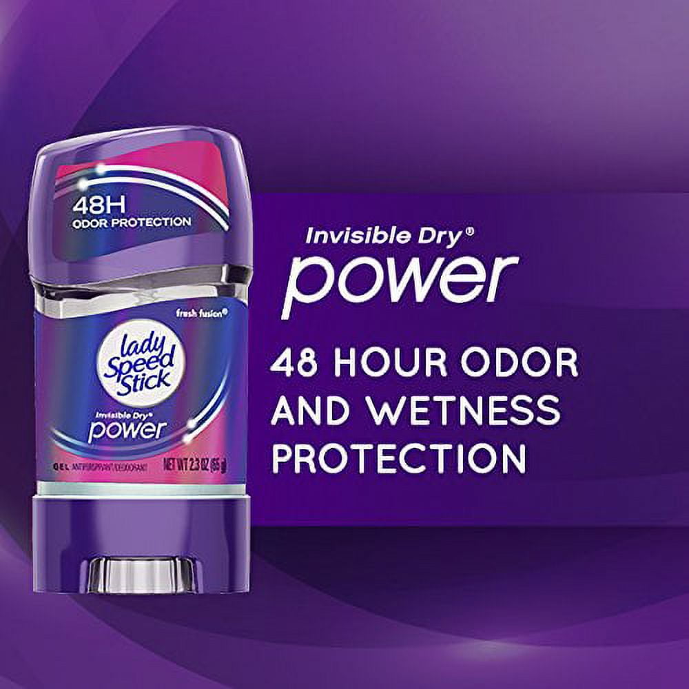 Lady Speed Stick Invisible Dry Power Antiperspirant Deodorant Gel for Women, Fresh Fusion - 2.3 ounce (6 Pack)