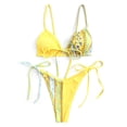 thumbnail image 1 of Traje de baño para mujer, estampado, empalme, cintura alta, secado rápido, ajustado, sin espalda, correas de hombro regulables, trajes de baño divididos para verano, amarillo, L, 1 of 7