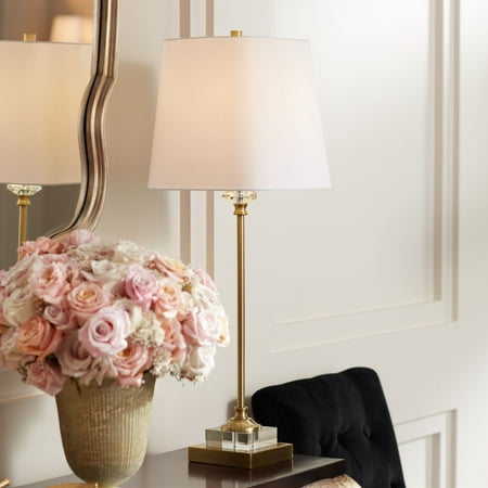 Crystal Gold Lamp Regency Hill Traditional Buffet Table Lamp Gold and Crystal Shaped Shade for Dining Room ()