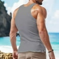 thumbnail image 4 of ZCFZJW Men's Casual Ribbed Knit Tank Top Henley Shirt Summer Beach Hippie Shirt Half Button Sleeveless Muscle T Shirts Quick Dry Fitness Shirt Gray L, 4 of 7