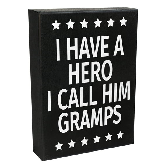 JennyGems I Have a Hero I Call Him Gramps Sign, 6x8 Inch Wood Sign, Gifts for Gramps, Gramps Decor, Gramps Gifts From Grandkids, Gifts for Grandpa, Made in USA