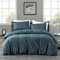 thumbnail image 2 of Chezmoi Collection Solid China Blue 100% Cotton Duvet Cover Set King Size, 3-Piece Luxury Soft Breathable Smooth Cooling 250TC Cotton Twill Comforter Cover with Button Closure, 2 of 9