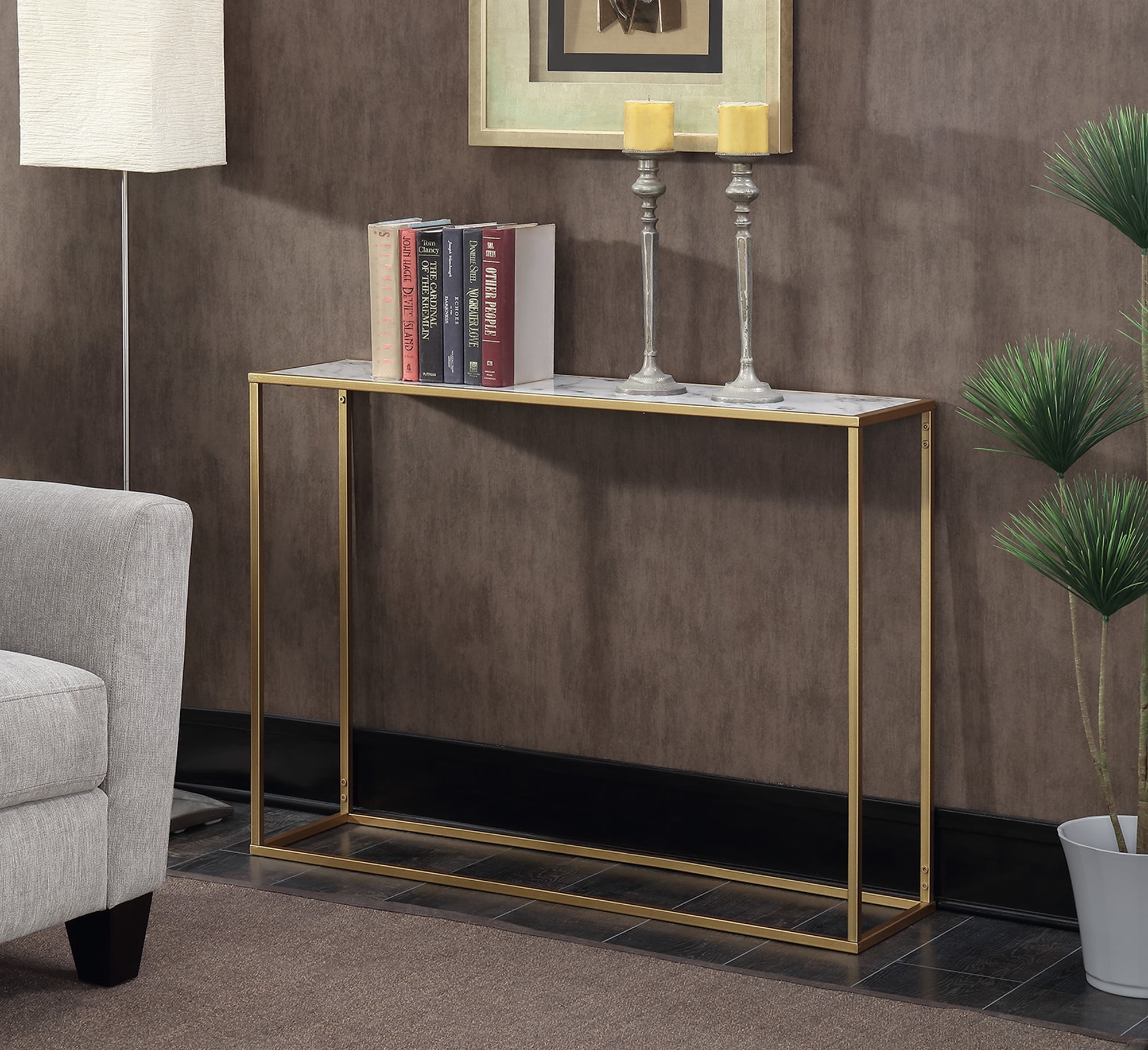 Convenience Concepts Gold Coast Faux Marble Console Table