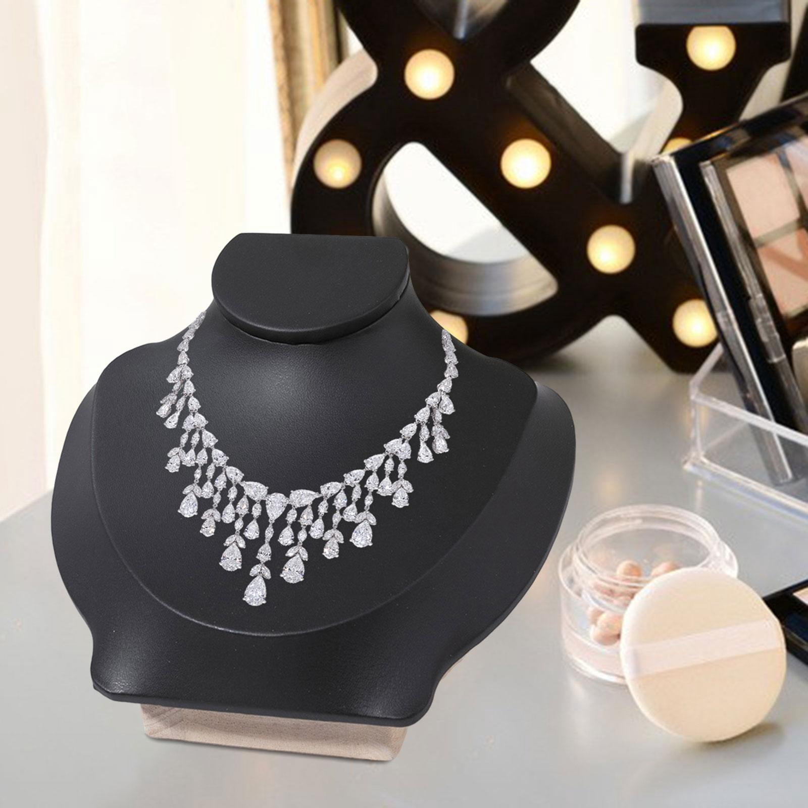 Milageto Jewelry Bust Wood Display Necklace Mannequin for Retail Stores Women Bedroom Black