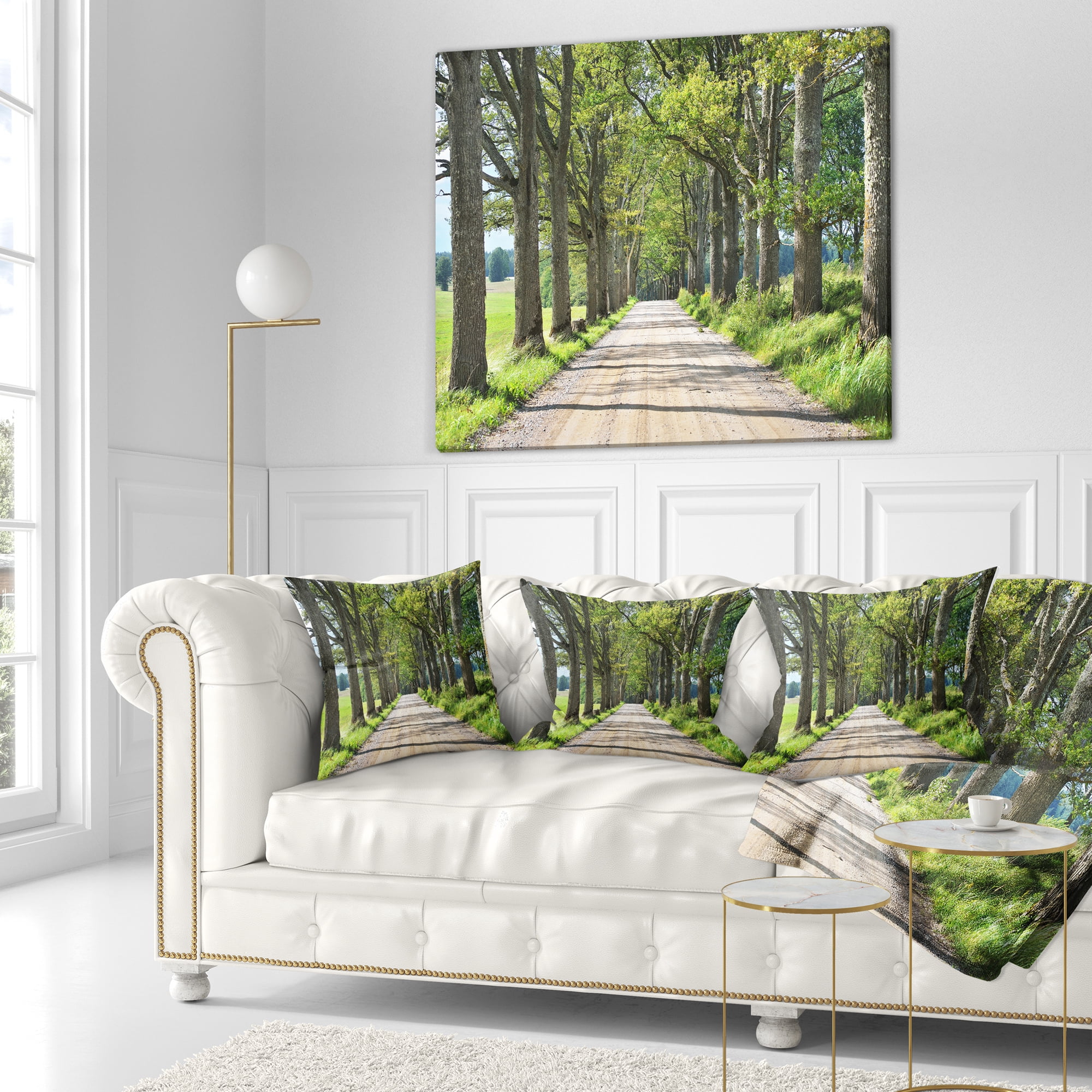 Designart Old Road through Alley - Landscape Photography Throw Pillow - 18x18