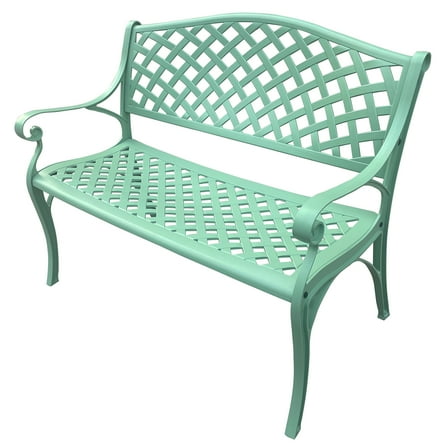 Outdoor Aluminum Modern 40-in Seafoam Green Patio Bench Loveseat