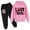 Pink, variant on Byoo Letter Printed Toddler Girls Outfits Long Sleeve Hoodie Shirt Joggers Comfy Set Kids 2 Piece Sweatsuit Set