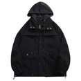 thumbnail image 2 of IROINNID Men's Long Sleeve Woolen Short Hooded Jacket Solid Color Casual Winter Jacket With And Pockets Windbreaker Coat, 2 of 5