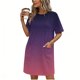 thumbnail image 2 of Mujeres Manga Corta Tops Impresión Casual Cuello Redondo Vendaje Vestido Falda de las Señoras, Vestido de Manga Corta para las Mujeres Primavera Verano Uso Diario, 2 of 6
