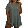 thumbnail image 3 of Horkkom Plus Size Dresses for Women Summer Short Sleeve Mini Dresses Solid Color Beach Sundresses L, 3 of 8