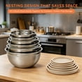 thumbnail image 5 of NULAS 6-Piece Stainless Steel Mixing Bowl Set with Lids, Nesting Metal Bowls for Kitchen – 4.5/3/2.5/2/1.5/0.75 qt, Great for Prep, Baking & Serving, Khaki, 5 of 8