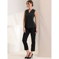thumbnail image 2 of DARING DIVA Sleeveless Pleated Front Work Office Blouse M Black, 2 of 6