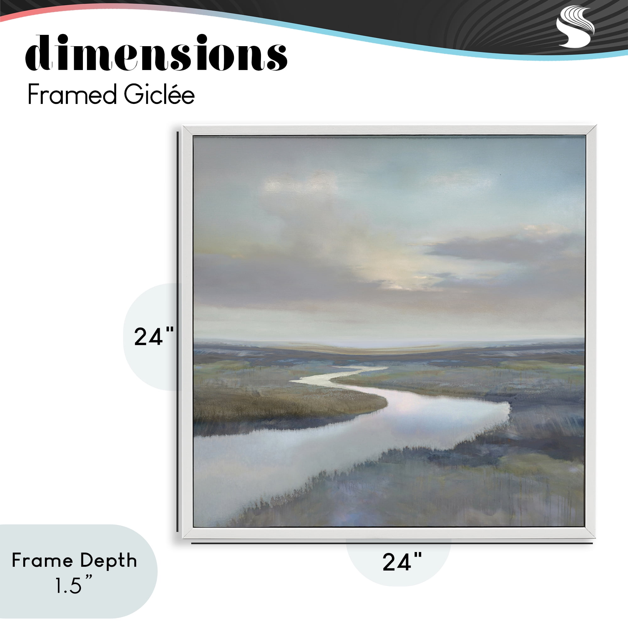 Stupell Industries Calm Riverbend in Greys White Framed Giclee Art, design by Christy McKee
