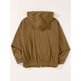 thumbnail image 4 of Women's Corduroy Hooded Long Sleeve Jacket Solid Color Loose Comfortable Casual Outerwear Khaki S, 4 of 4