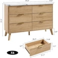 thumbnail image 2 of Fluted Dresser for Bedroom with 6 Deep Drawers, 47.2 in Tall Chest of Drawers with Faux Marble Top, Curved Profile Design, Modern Wooden Dresser, for Living Room, Kids Room, Hallway, Natural Oak, 2 of 8