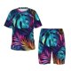 thumbnail image 1 of Balery Colorful Tropical Leaves Conjunto de Pijama Infantil de Manga Corta con Estampado – Ropa de Dormir de Algodón Suave-4X-Large, 1 of 5