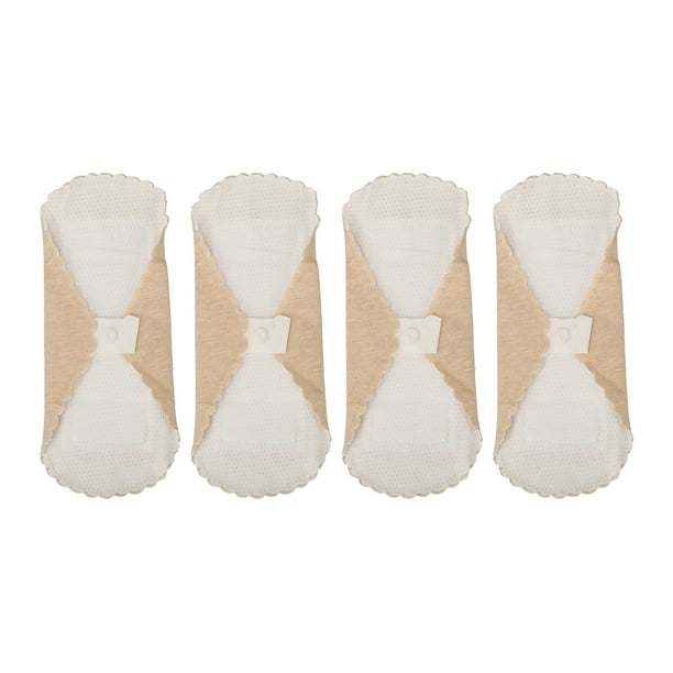 4 piezas de compresas menstruales transpirables, lavables, portátiles, suaves, absorbentes, de algodón, reutilizables, color piel, S
