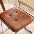 thumbnail image 6 of Zesthouse Rattan Dining Chairs Set of 2, Faux Leather Dining Chair with Cane Back and Chrome Legs, Mid-Century Modern Upholstered Kitchen Side Chairs for Dining Living Room, Brown, 6 of 11