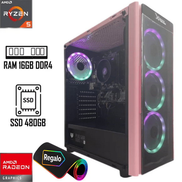 PC gamer Ryzen 5 5600G AMD SSD 120GB RAM de 16GB Radeon Vega 500W 80+